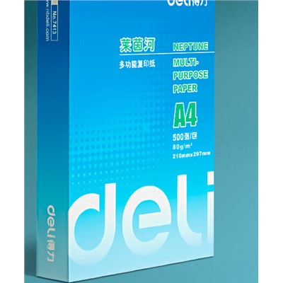 得力(deli)  7413 復印紙  A4 80g克500張一包 單包萊茵河 